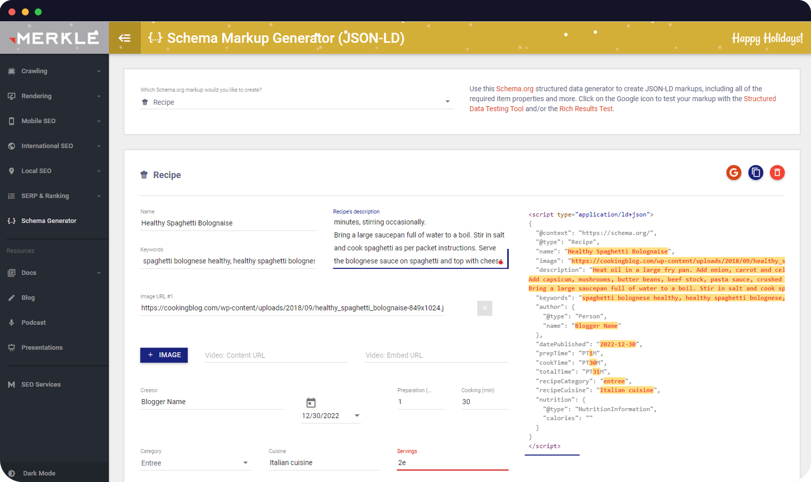 add recipes to the shopify blog