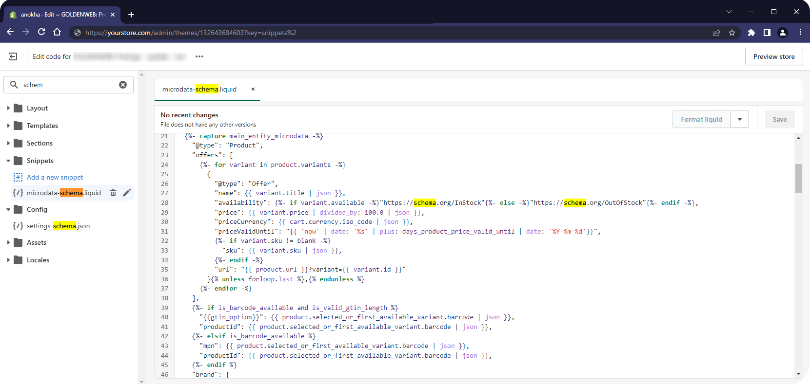 add structured data to shopify