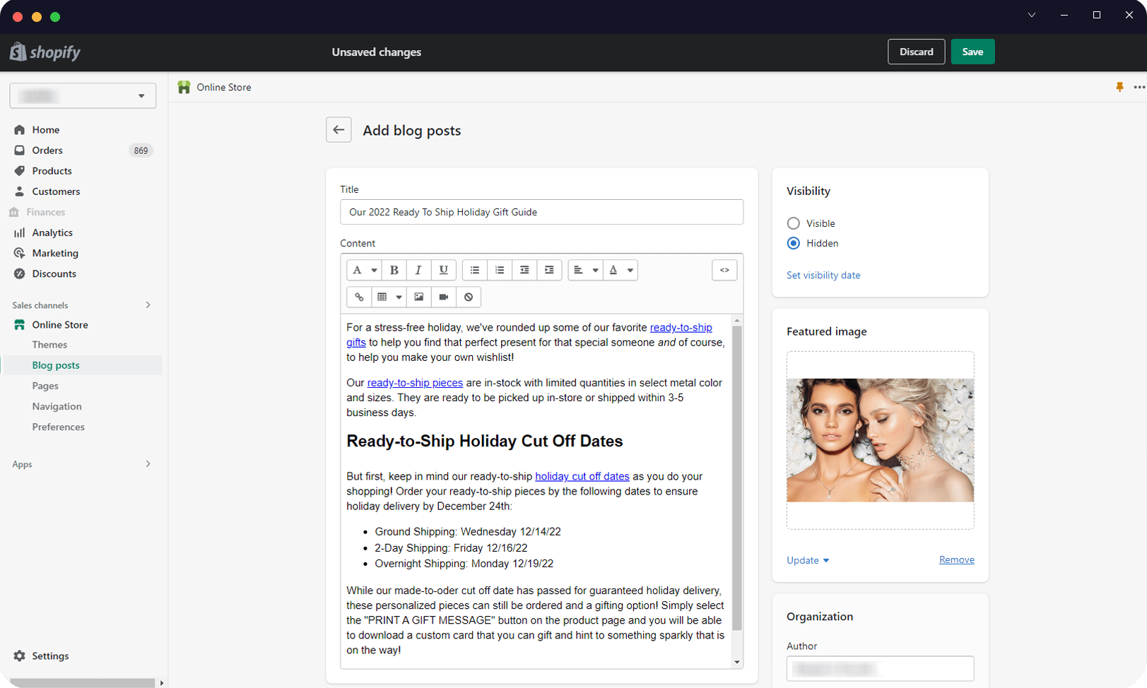 can you start a blog on shopify