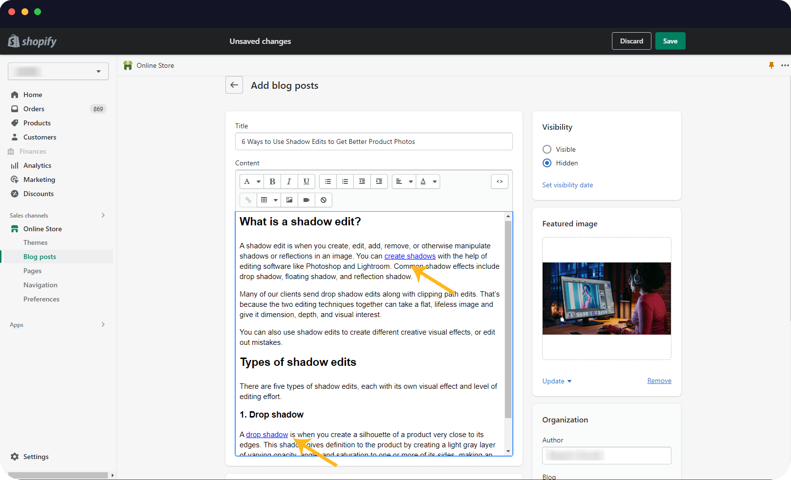how to write blog on shopify