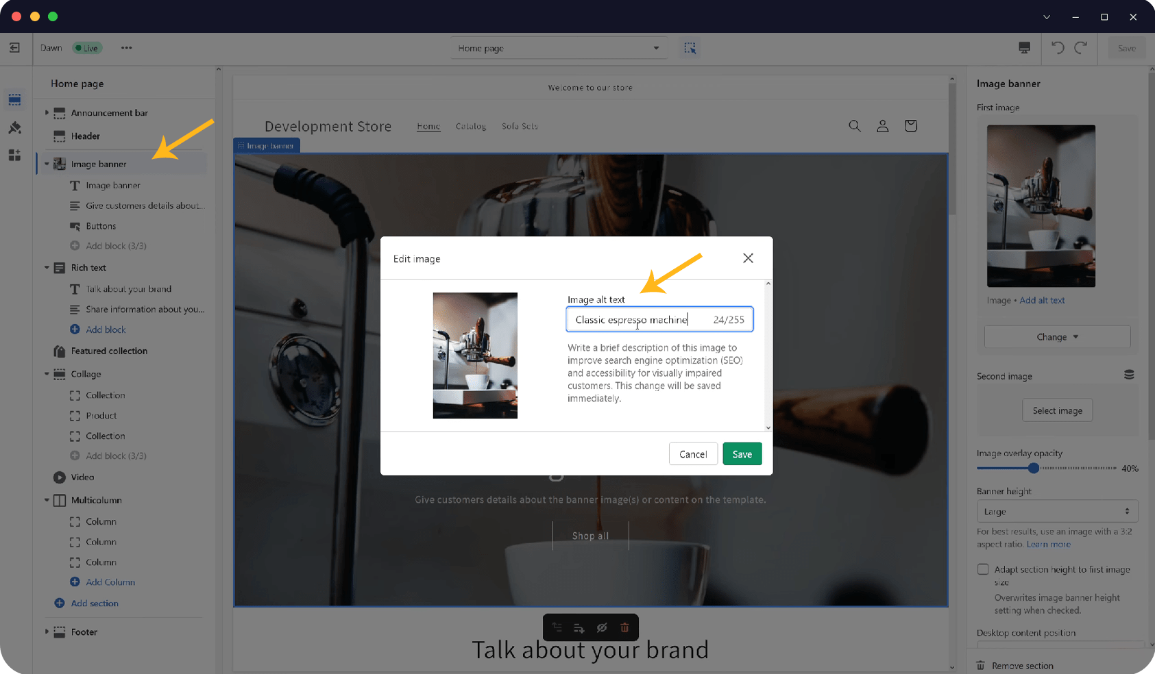 image seo alt text shopify