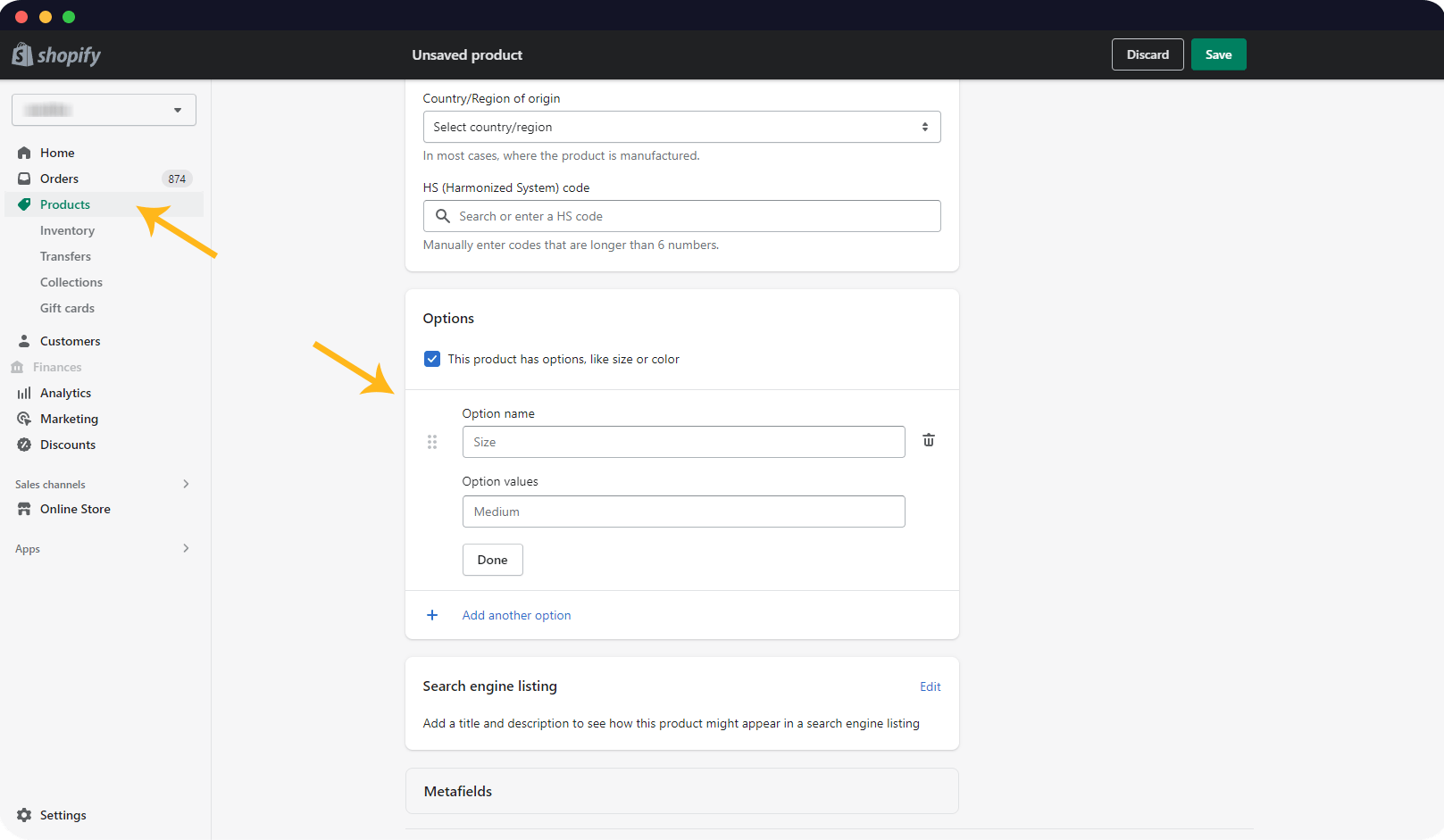 seo for shopify variants