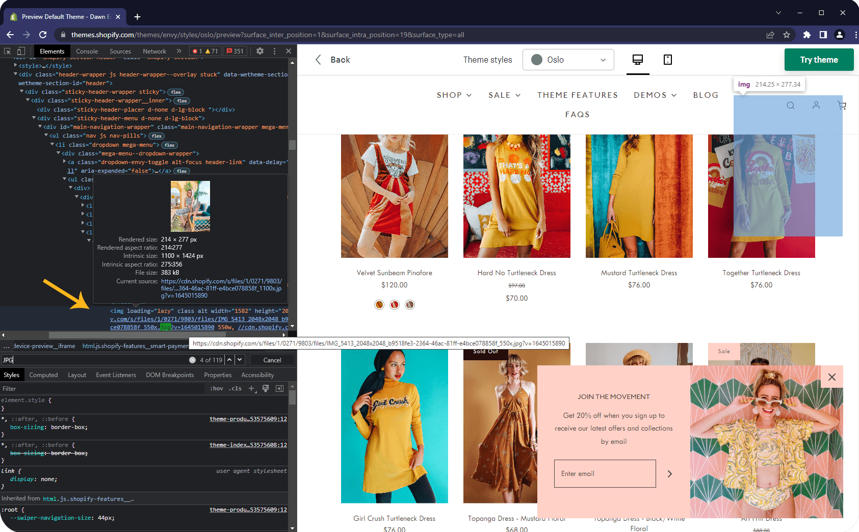 shopify blog featured image size and format