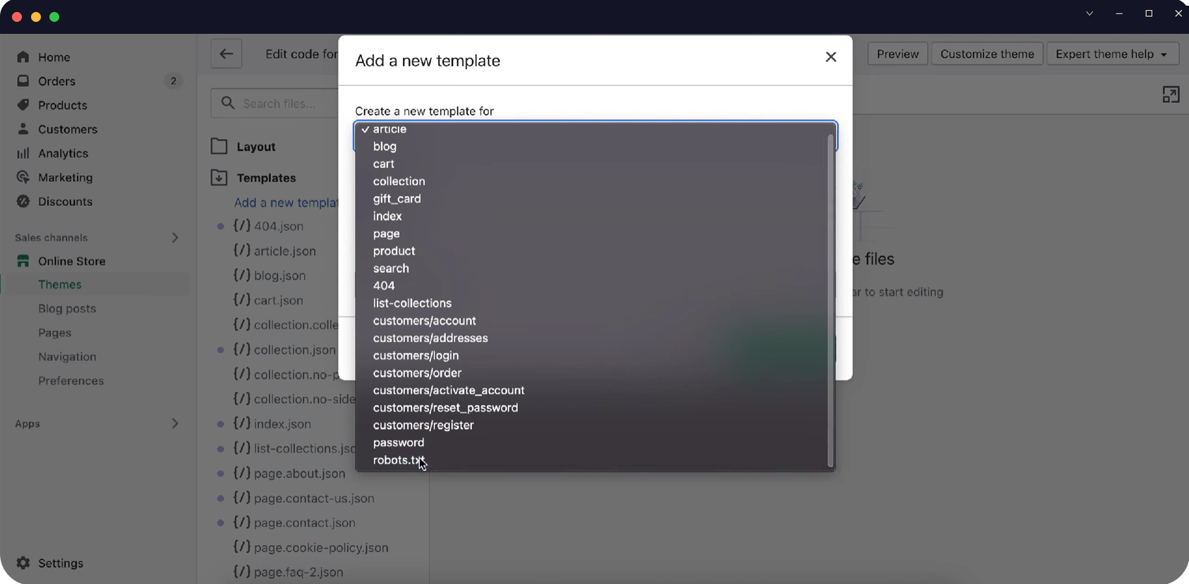 shopify edit robots.txt