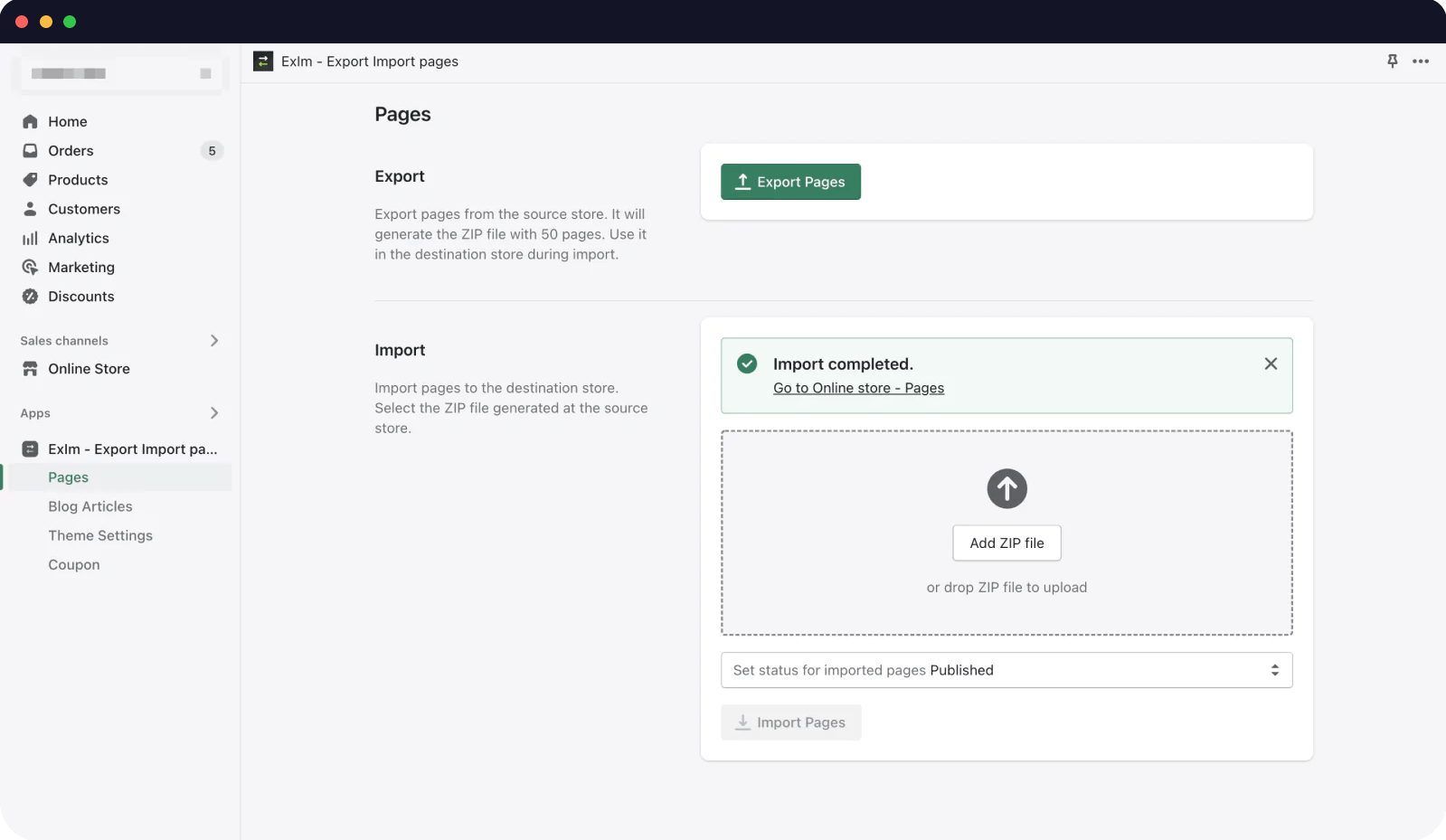 shopify export blog posts