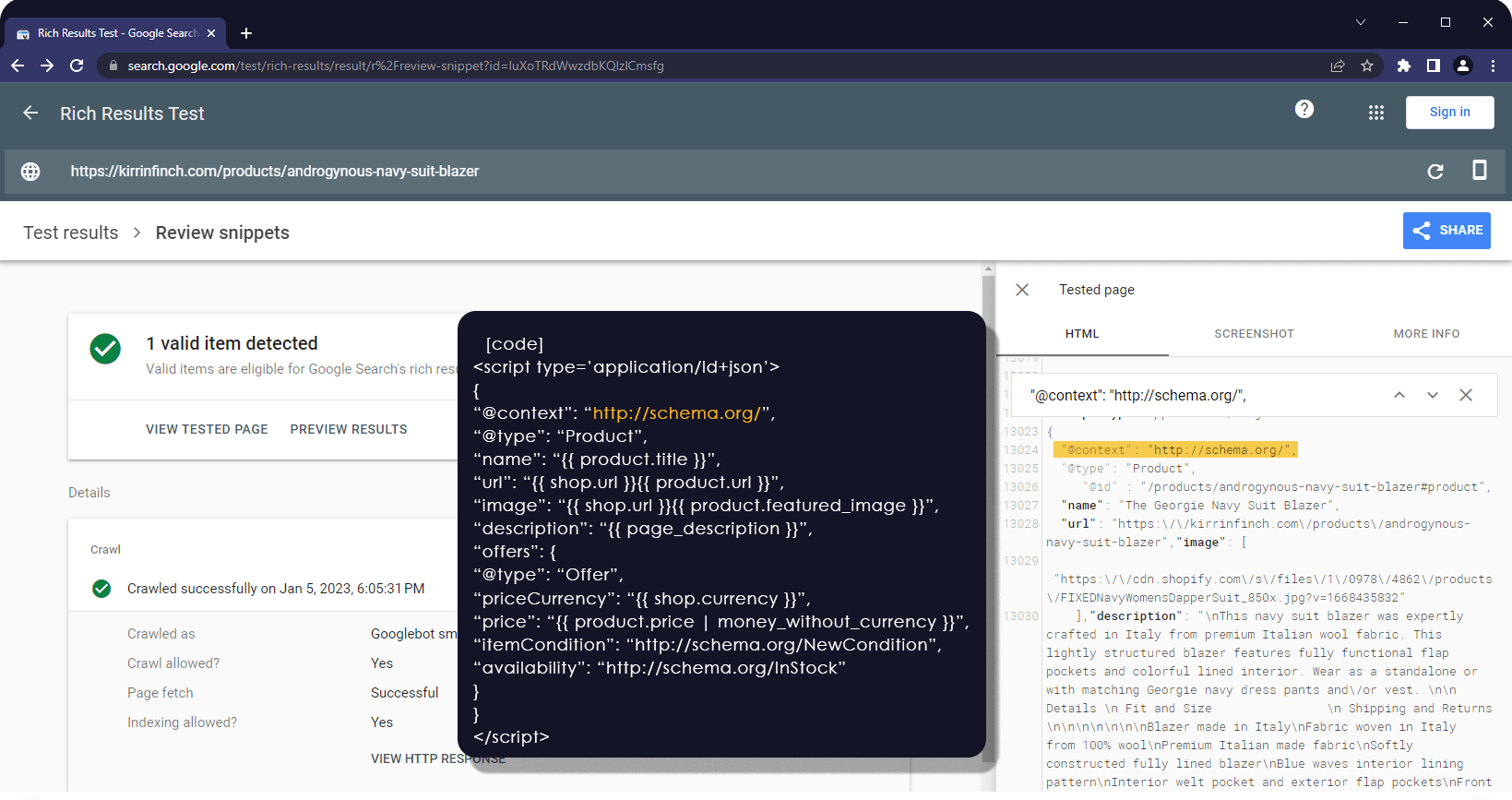 shopify structured data